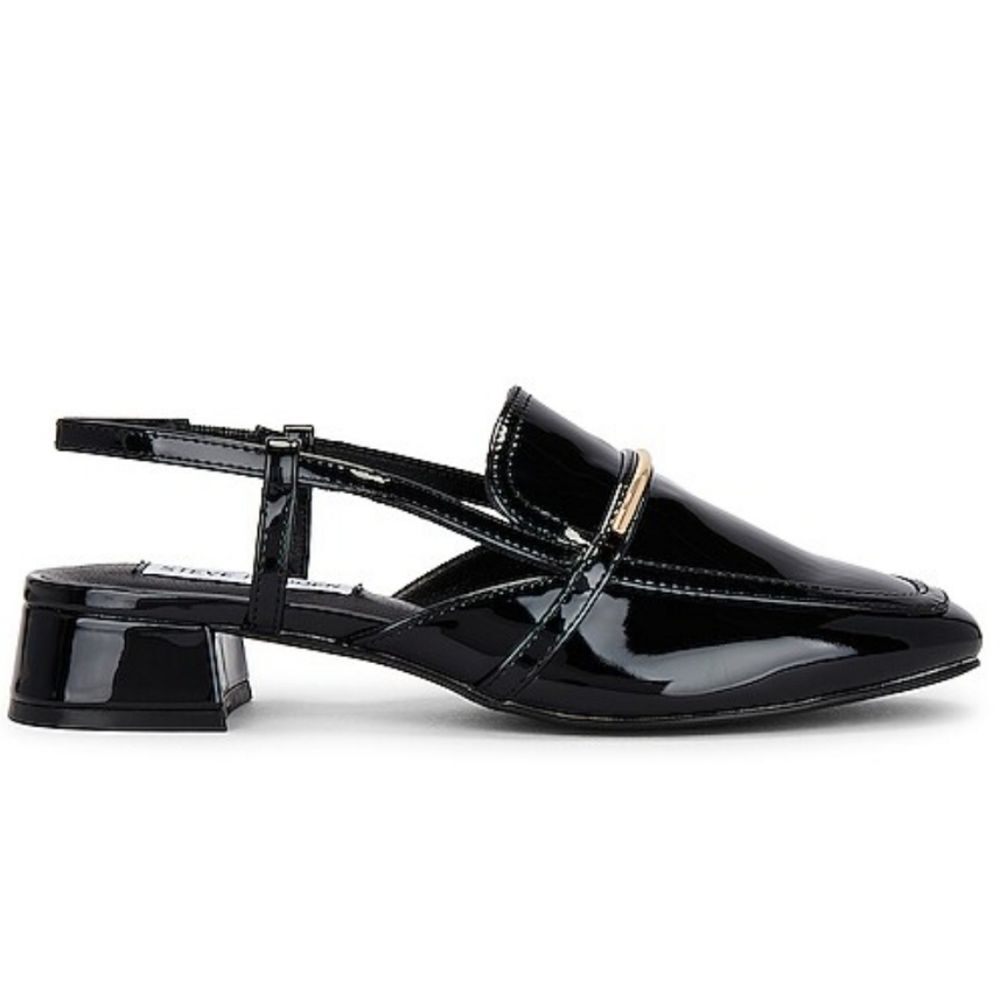 Steve Madden Calibri Black Patent Slingback Loafers, Sz 6 - Picture 2 of 12